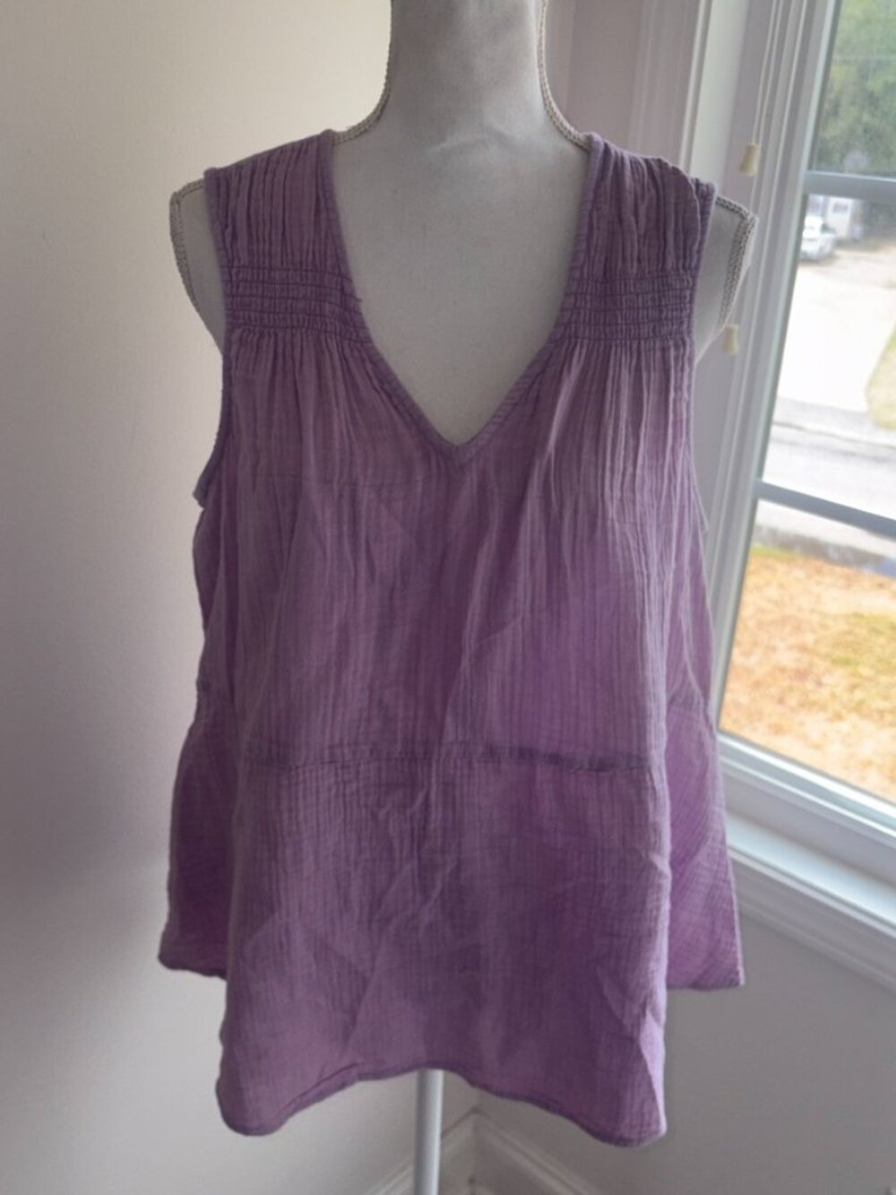 NEW NWT Faherty Dream Cotton Gauze Ainsley Top Lavender Nirvana size Large - Picture 12 of 13